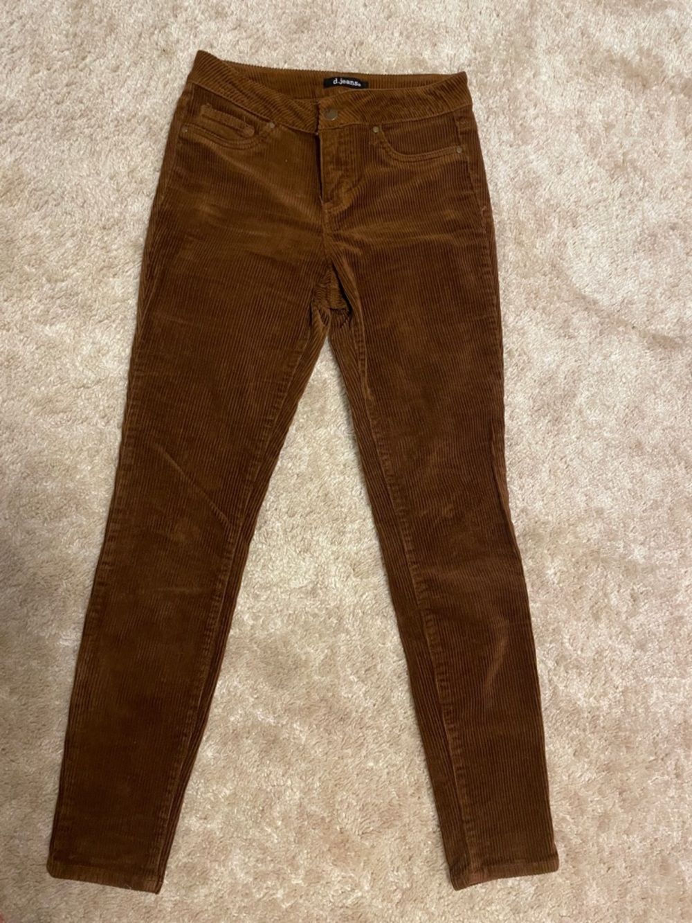d.jeans wide wale corduroy warm chocolate brown skinny pants